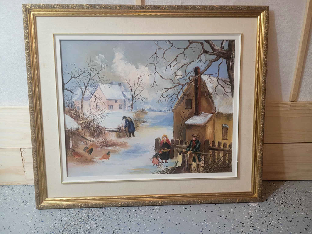 Toile maison dans la neige