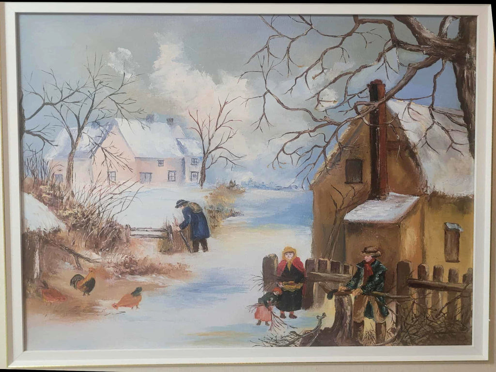 Toile maison dans la neige