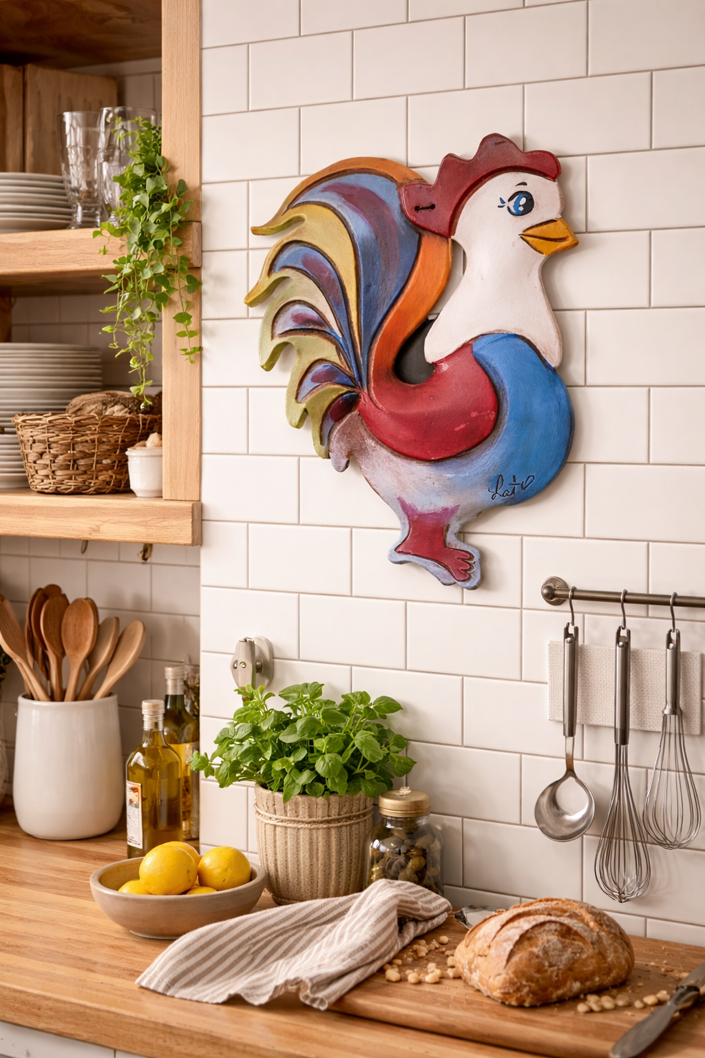 coq en céramique artistique
