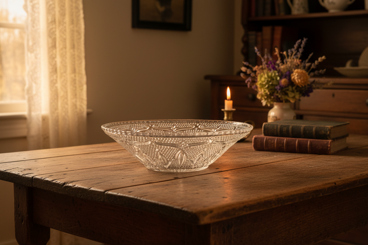 Große Obstschale Federal Glass Company – Heritage Clear
USA, 1940–1955