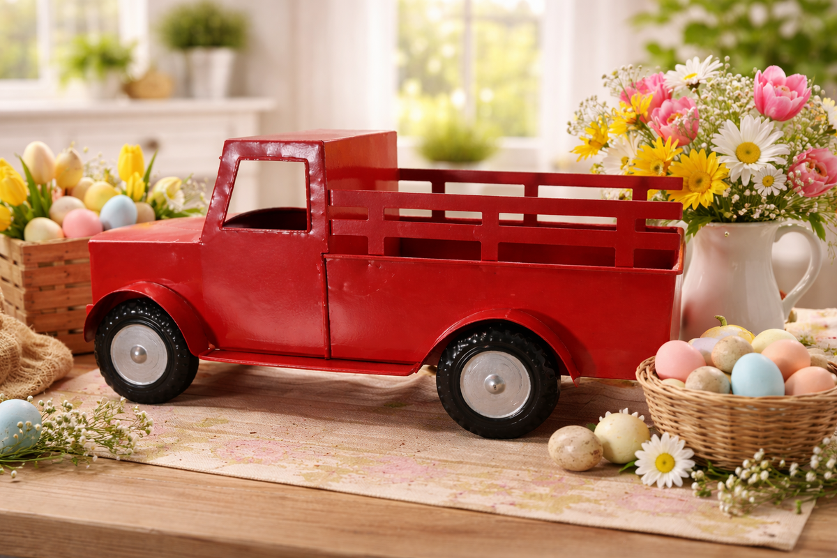 Camion rouge de style vintage décoratif