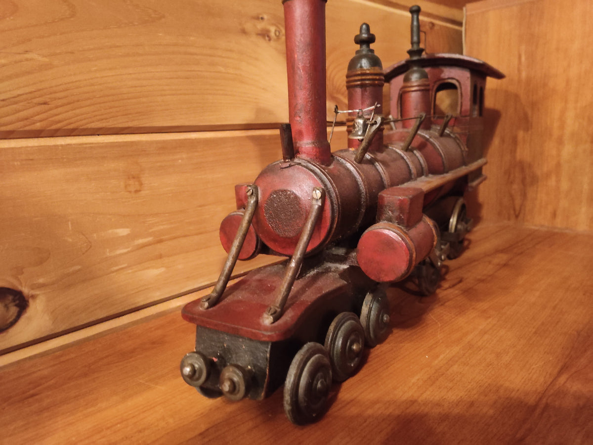 Grande Locomotive à Vapeur Vintage en Bois et Métal - Style Western (65cm)