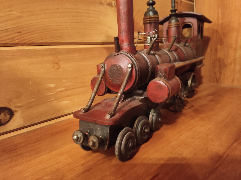 Grande Locomotive à Vapeur Vintage en Bois et Métal - Style Western (65cm)