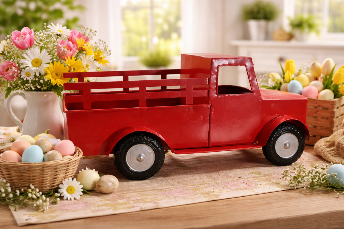 Camion rouge de style vintage décoratif