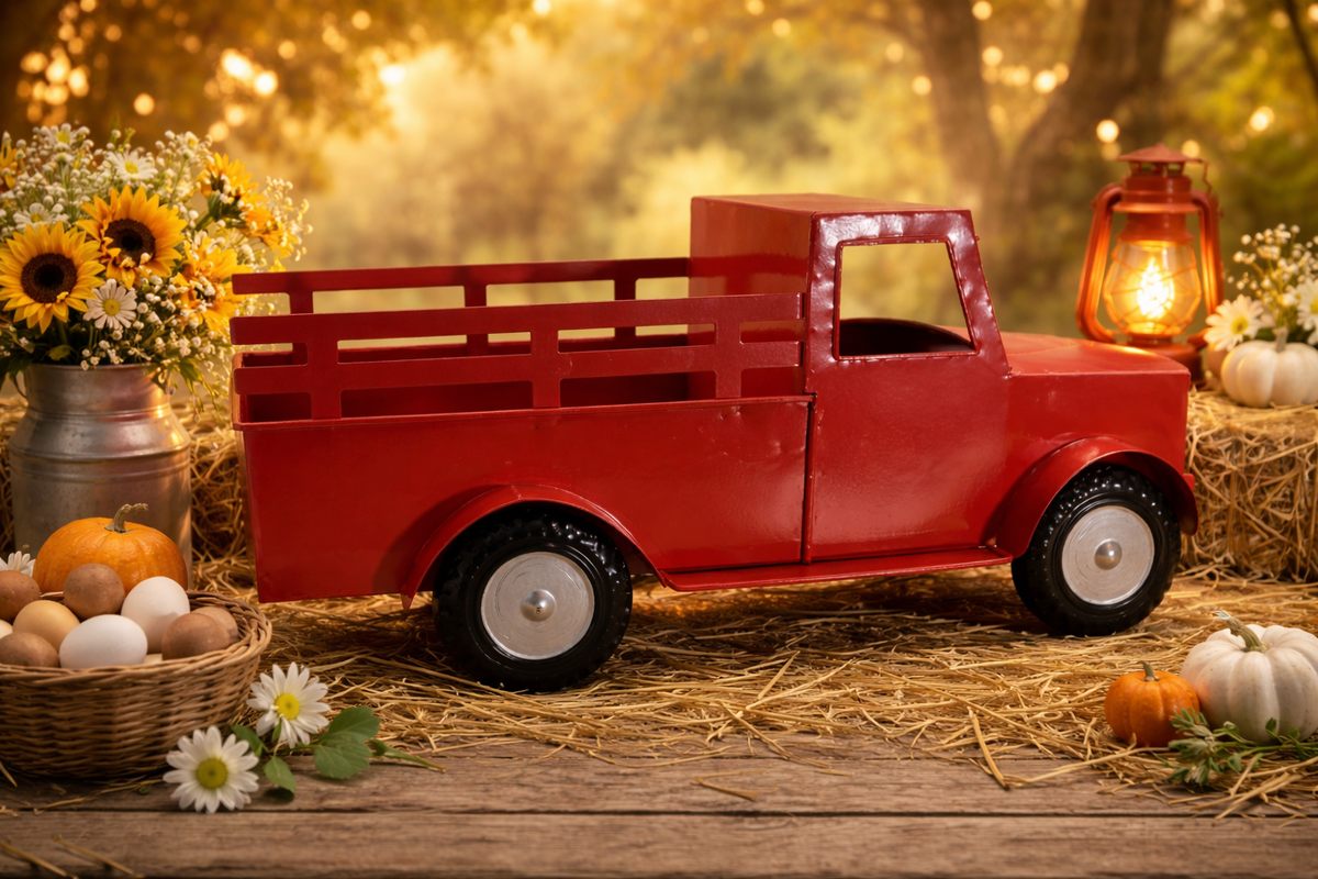 Camion rouge de style vintage décoratif