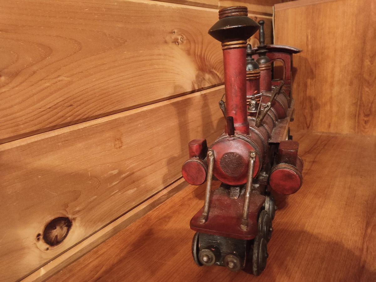 Große Vintage-Dampflokomotive aus Holz und Metall - Western-Stil (65 cm)